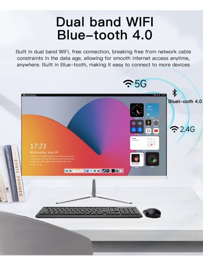 كمبيوتر مكتبي متكامل بشاشة 24 بوصة، معالج Intel Core i5-3340M بسرعة 3.4 جيجاهرتز، ذاكرة وصول عشوائي DDR3 سعة 8 جيجابايت، قرص صلب SSD سعة 256 جيجابايت، شاشة FHD بدقة 1920×1080، نظام تشغيل Windows 10، مكبرات صوت مدمجة، تصميم خفيف الوزن (أسود) - مثالي للمنزل والمكتب None - Image 5